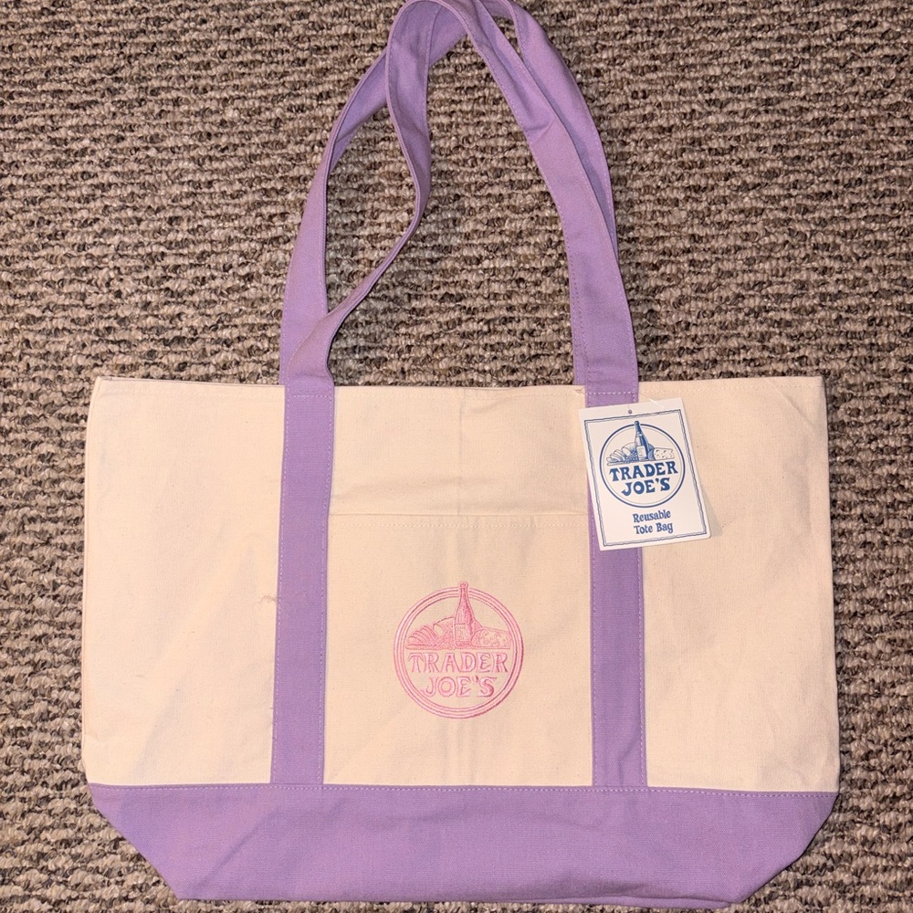 Trader Joe's Lavender-Trim Canvas Tote